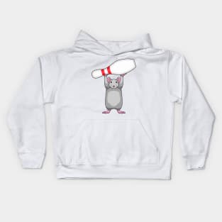 Mouse at Bowling with Bowling pin Kids Hoodie